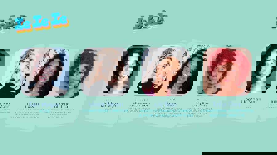 Graphic for Ie Ie Ie with headshots for the creative team. The first is Eleri Morgan, a white actress in her thirties with short dark curly hair. The next is Director Juliette Manon. They are white, in their twenties and they have a bleach blonde buzzcut. They are the director. Next is Lily Beau's headshot. She is a mixed race woman in her twenties with long afro hair. She is the author of the Welsh adaptation. Next is Enfys Clara, assistant director. They are a young mixed race woman with red afro hair. 