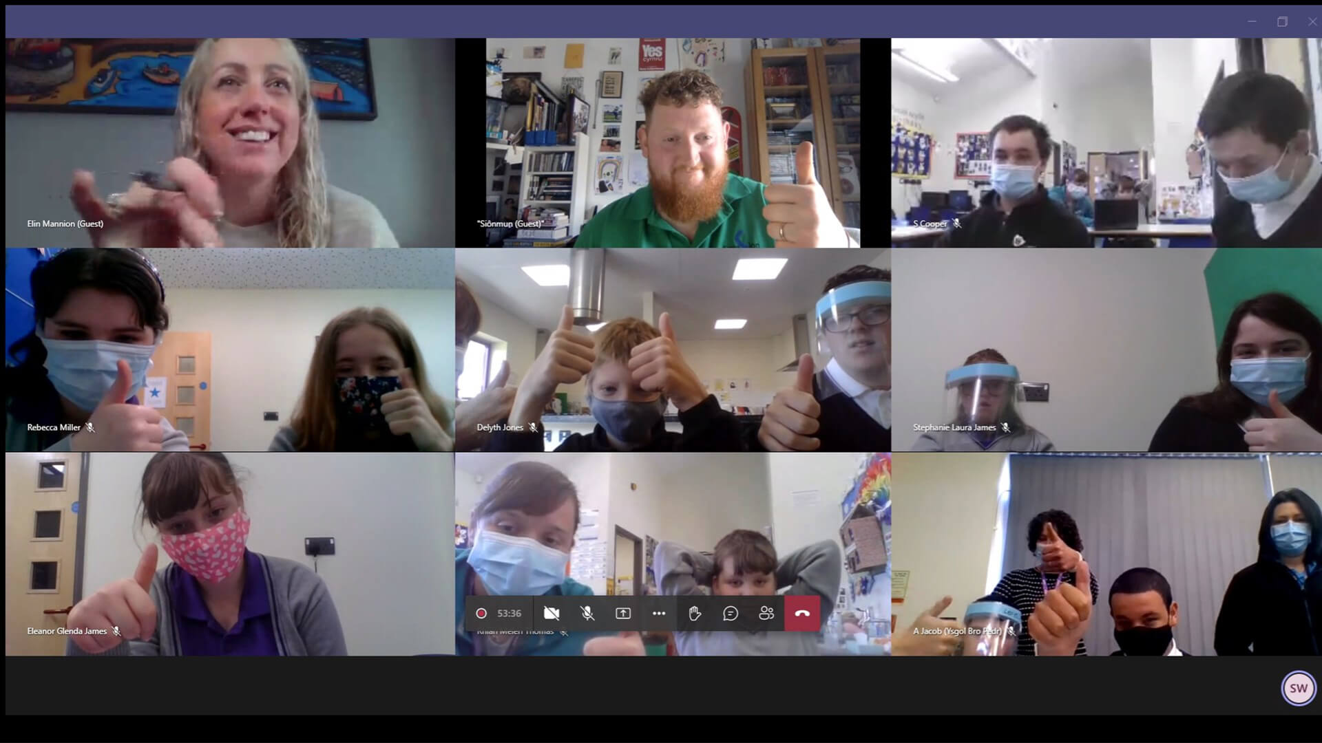 Screenshot of a zoom call with 16 participants. They all have their cameras on. 